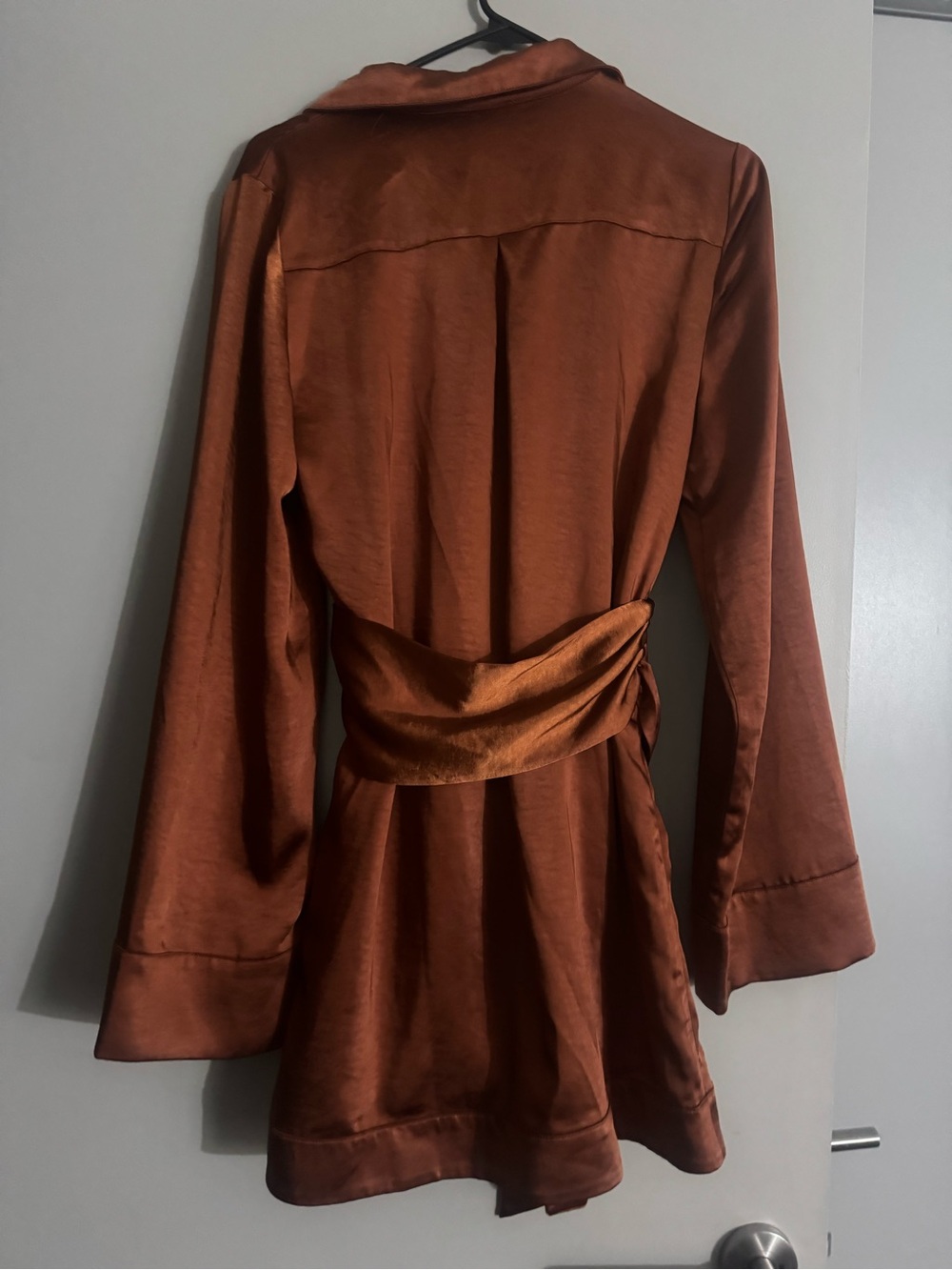 Camila Coelho Priscilla Mini Dress in Copper Brown Small - Picture 3 of 4